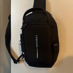 Mens Black travel crossbody with locks